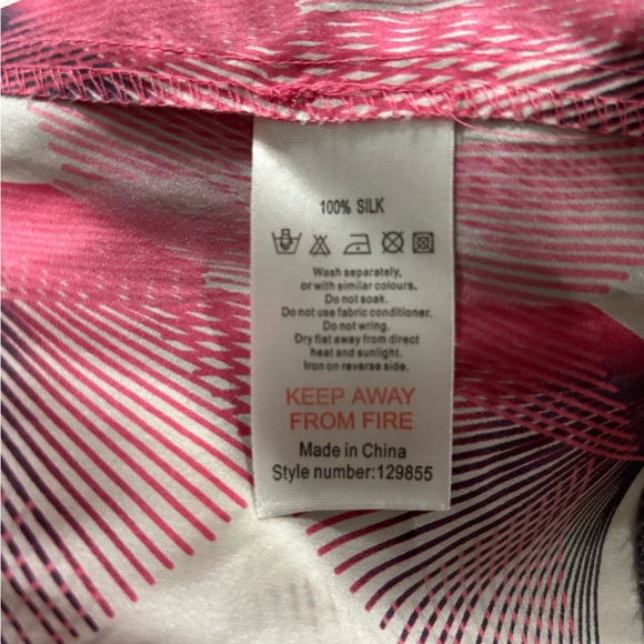 100% Silk Shift Mini Dress Mod Abstract Geometric Print Pink Gray Sleeveless 8 - Picture 4 of 4